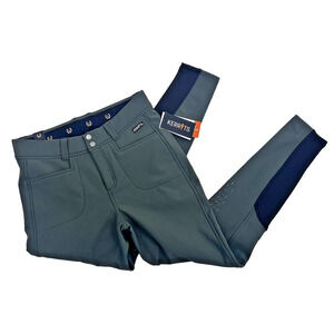 Kerrits 3-Season Tailored Knee Patch Riding Breech Fleece Green Women Large New